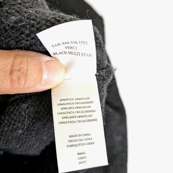 Rails Perci Star Print Sweater Small Wool Alpaca Cashmere Multicolor Black Pullo - Picture 8 of 11